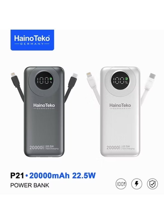 HainoTeko Germany HainoTeko P21 20000mAh Portable Power Bank with 22.5W Fast Charging, LED Display - Image 3